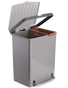 CUBO PEDAL 25 L.RECICLAJE 17+8 GRIS 2