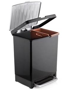 CUBO PEDAL 25 L.RECICLAJE 17+8 NEGRO 2